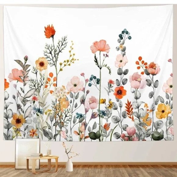 Floral Wildflower Botanical Colorful Garden Outdoor Room Wall Decor Tapestry - Picture 1 of 6